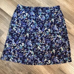 Eddie Bauer Navy Blue Floral Print Skirt